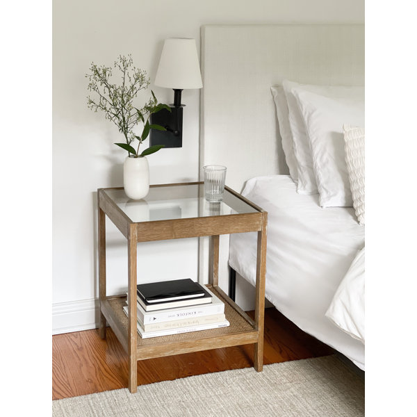 Bayou Breeze Emmie Glass Top End Table with Storage & Reviews Wayfair